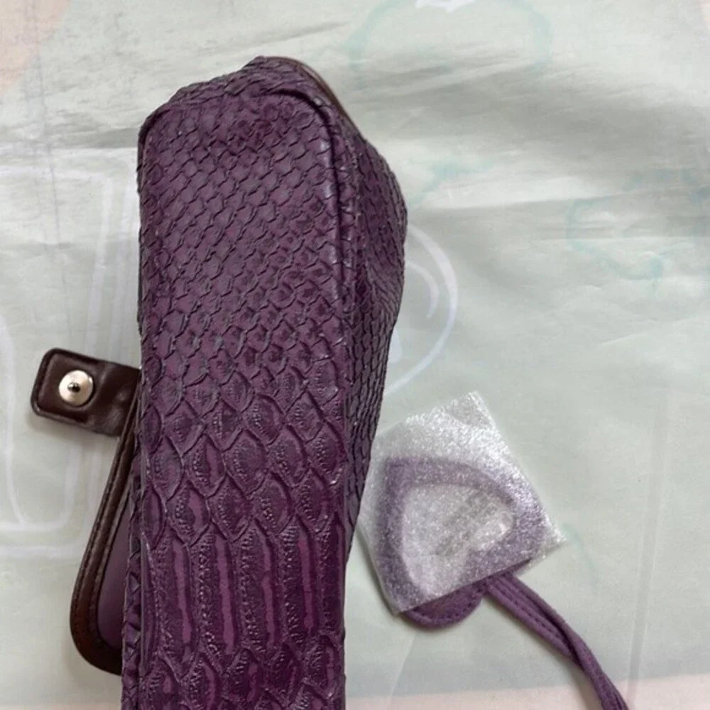 ELIZABETH ARDEN Vintage Purple Snakeskin Clutch Bohemian New
